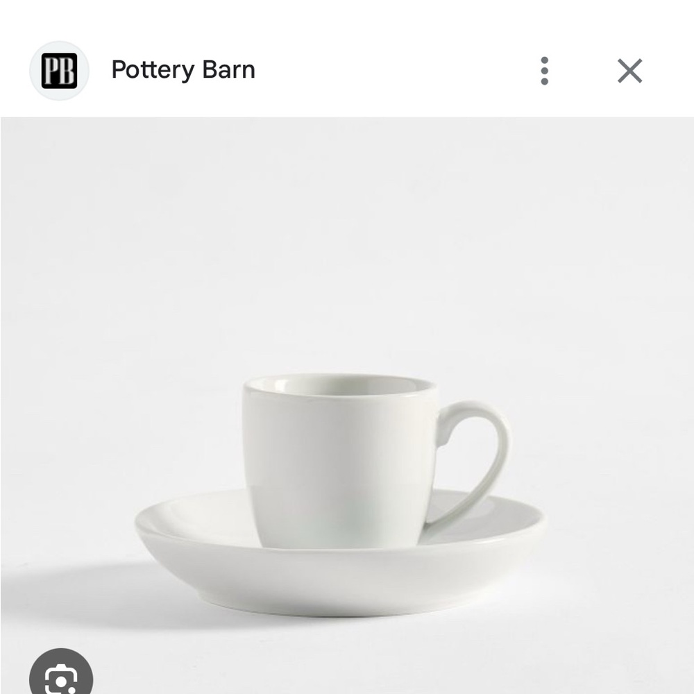 Pottery Barn Classic White Espresso Cup and Saucer Set of 4